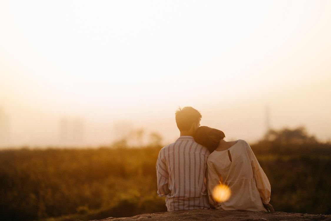 Couple enjoying a quiet summer evening together outdoors