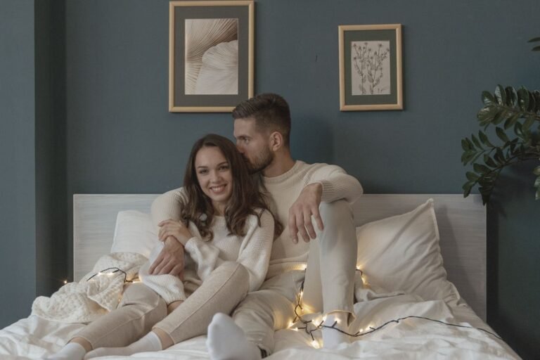 Warm cozy bedroom atmosphere for intimacy