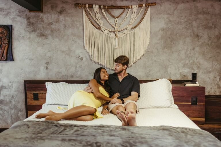 Couple enjoying a relaxed, intimate evening together