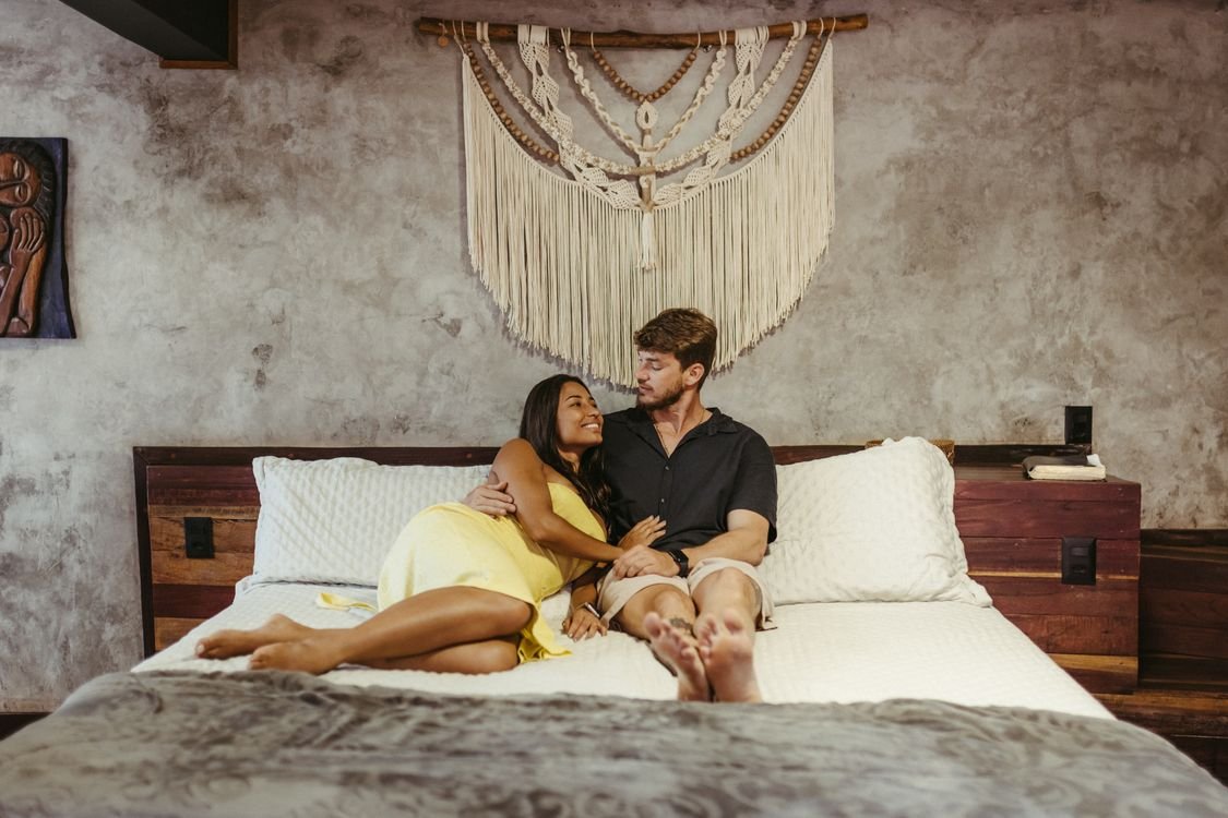 Couple enjoying a relaxed, intimate evening together